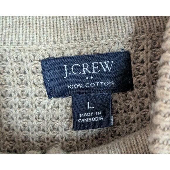 J. Crew Factory Men's Cotton Waffle Knit Tan 1/4 Zip Sweater Size Large - Picture 2 of 9